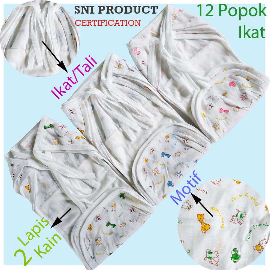 12pcs Popok Ikat Bayi Popok Tali Bayi Popok Katun Double  Print