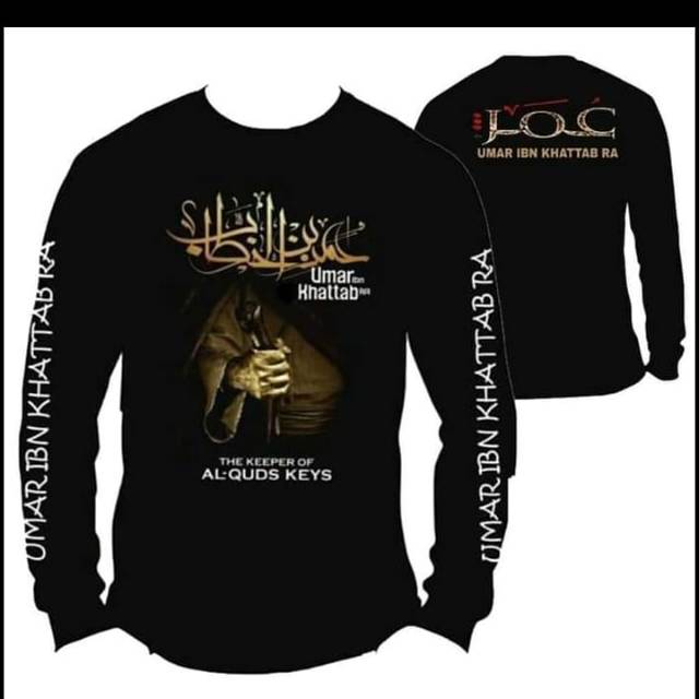 Kaos dakwah islami Umar bin Khattab tangan panjang terlaris