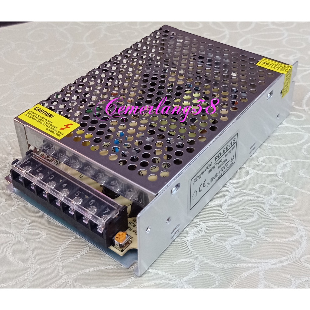 Switching Power Supply 12V 5A BB Adaptor Jaring 12 V 5 A