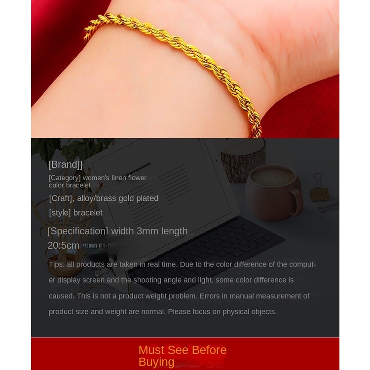 Gelang Rantai Emas Emas Asli Kadar 375 Model Twist Aksen Lonceng Untuk Wanita