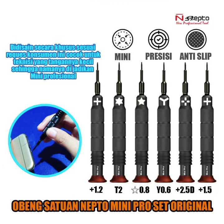 Obeng Satuan NEPTO MINI PRO +1.5 +1.2 T2 Y0.6 *0.8 +2.5D