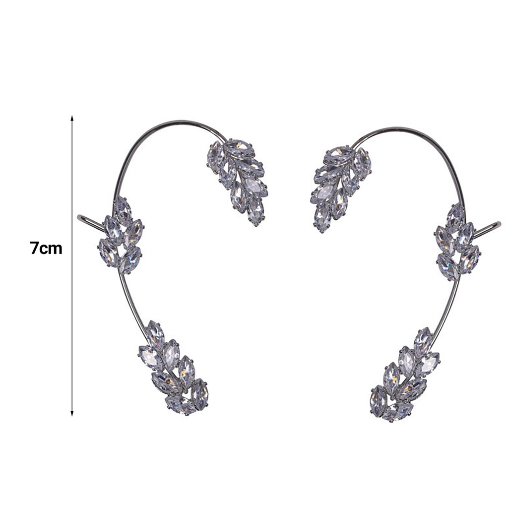 Hu Hu Hu Hu Hu Alat Bantu Pasang Kacamata♡ 1pc Anting Klip Tanpa Tindik Desain Daun Berkilau Untuk Wanita