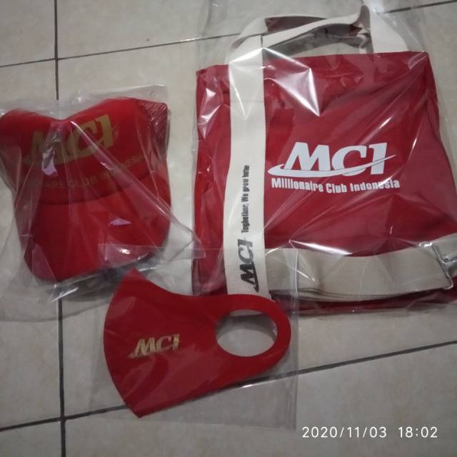 1paket,tas mci,topi,masker