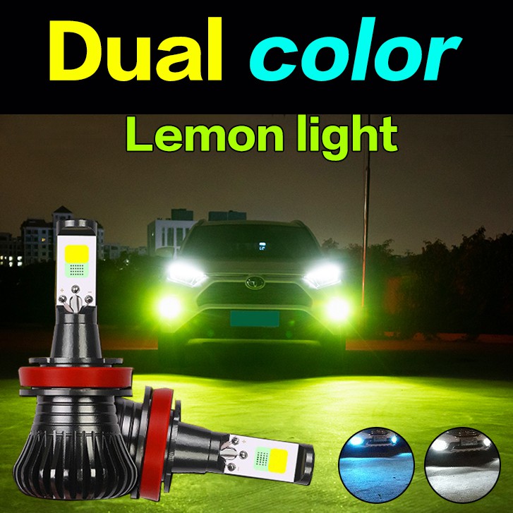 2pcs Lampu Kabut Depan Mobil Led Dua Warna H3 H7 H11 9005 881 H4 H8 H16 9006 Hb3 Hb4 880 H81