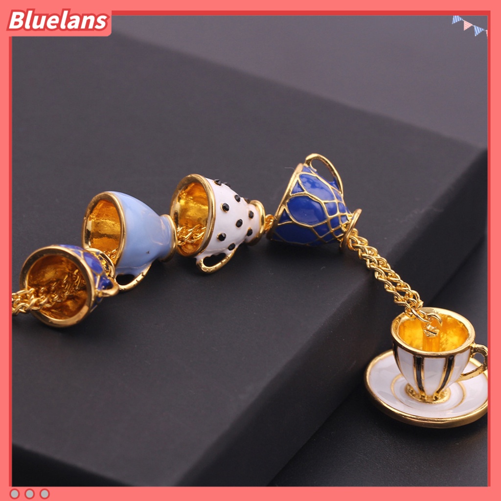 Bluelans Necklace Enamel Style Teacup Design Alloy Women Long Necklace for Sweater