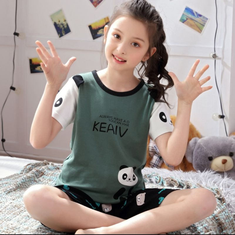 Stelan hotpant piyama anak laki cewek /baju tidur/baju santai anak impor|Setelan baju anak unisex