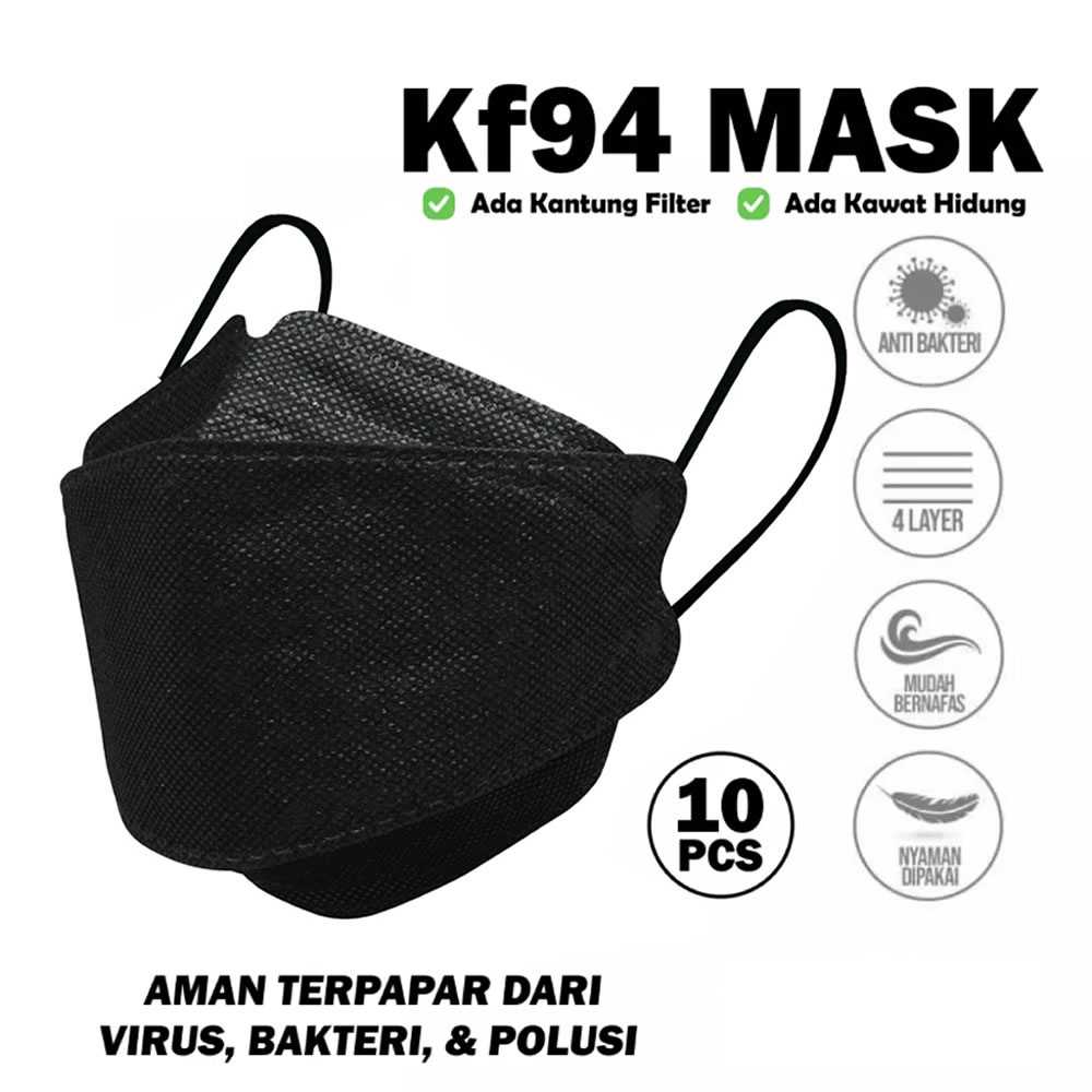 Masker KF94 4 Ply Disposable Face Mask Kesehatan Korea Kpop 4Ply (1 pack isi 10 pcs)