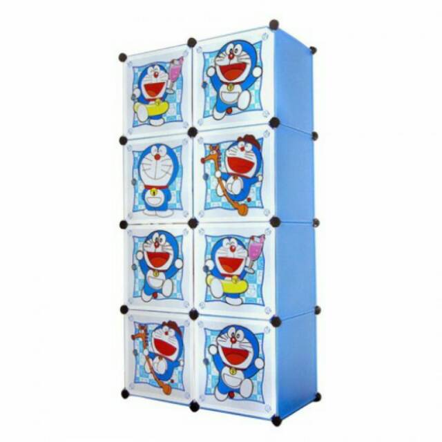 LEMARI BAJU ANAK KABINET CABINET BOX PLASTIK 8 PINTU DORAEMON