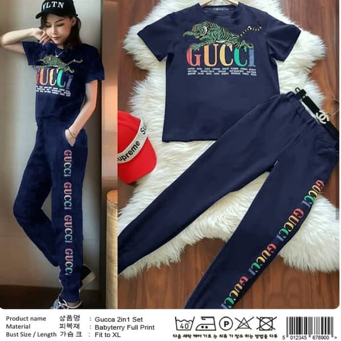 Baju Setelan ST GUCCI NAVY SC  setelan wanita babyterry navy Murah Berkualitas