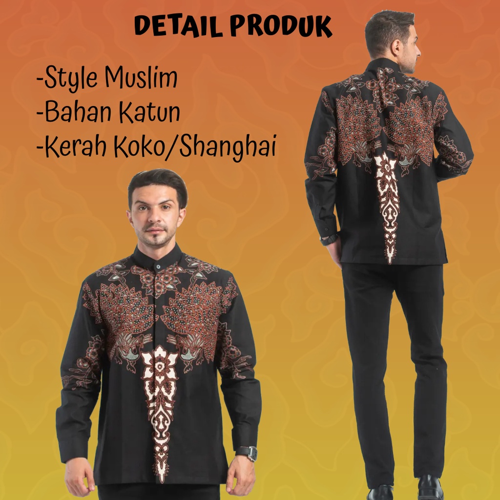 Baju Muslim Batik Pria Lengan Panjang Lapis Furing Premium Produksi Batik Aluna MBA 002