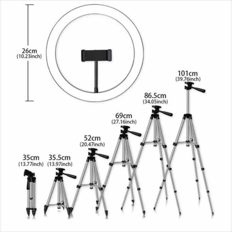 LAMPU 26CM + TRIPOD 1 METER 3110 SELFIE MAKE UP LIVE TIKTOK VLOG TIKTOK LAMPU