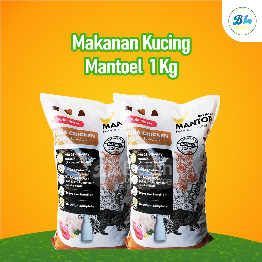 Mantoel 1Kg Tuna Chiken Milk Flavour, Makanan Kucing Mantoel 1 Kg Tuna