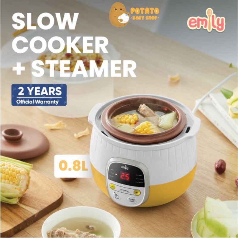 Emily Slow Cooker &amp; Steamer ClayPot 0.8L ( tanah liat)