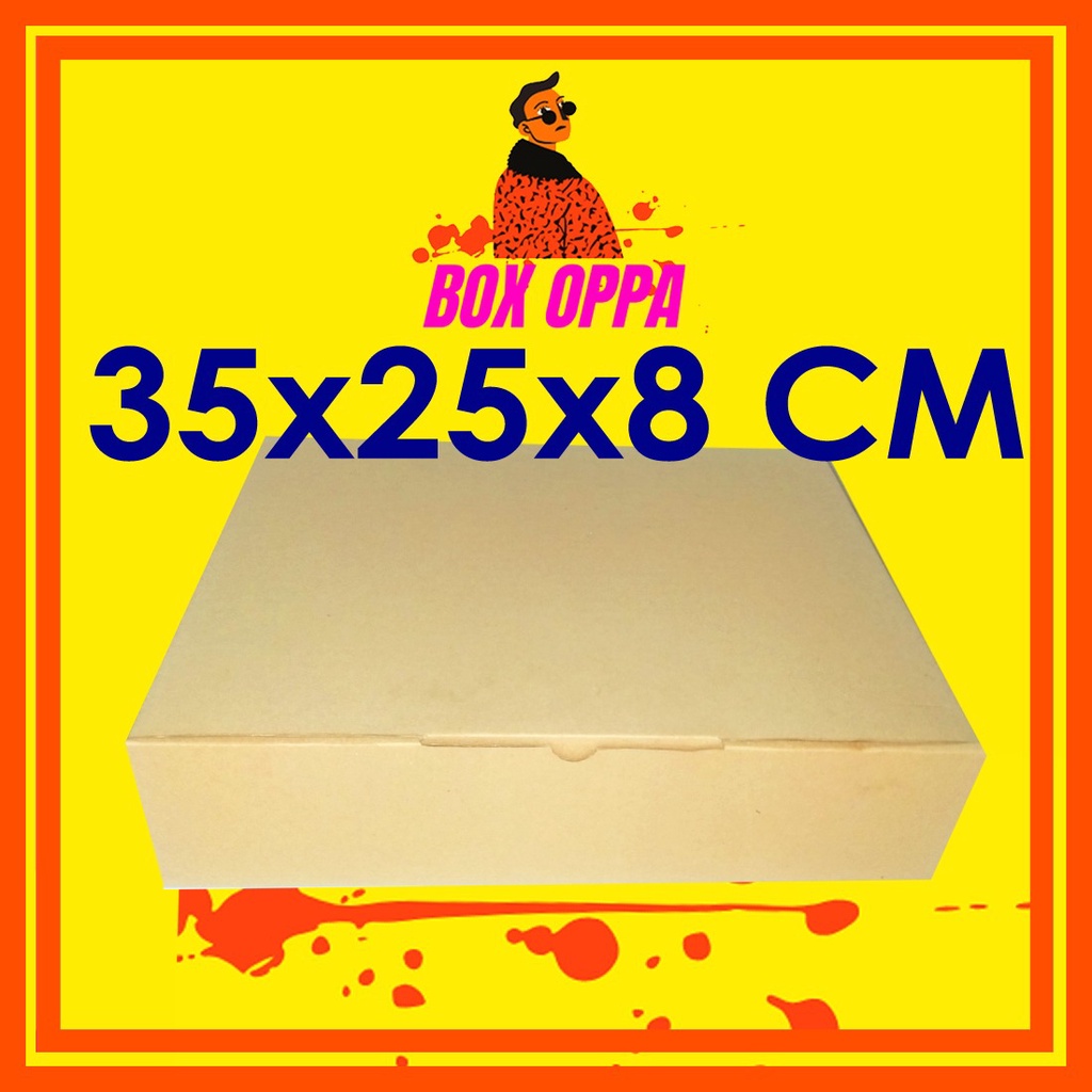 

Kardus Dus uk 35x25x8 cm (ECER) Die Cut Box Kotak Packing Aksesoris Baju Makanan Pizza Hijab Kue