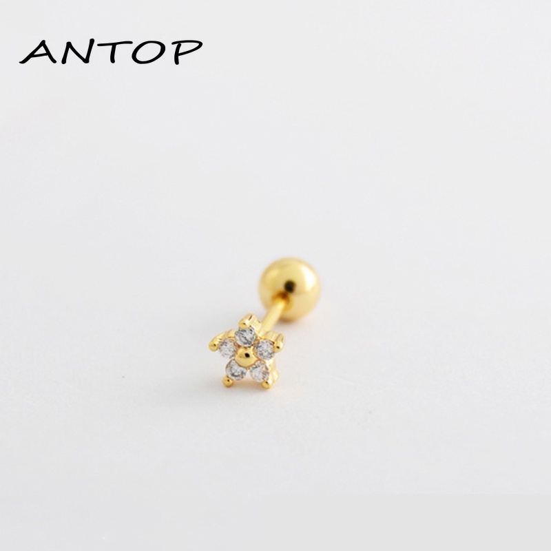 Fashion Sederhana Indah Bunga Bentuk Zirkon Tidak Ada Alergi Ear Studs Wanita Perhiasan Hadiah ANTOP