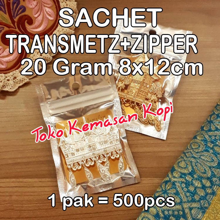 Kemasan Sachet Foil Alumunium Foil Kombinasi Transmetz 20gram+ZIPPER