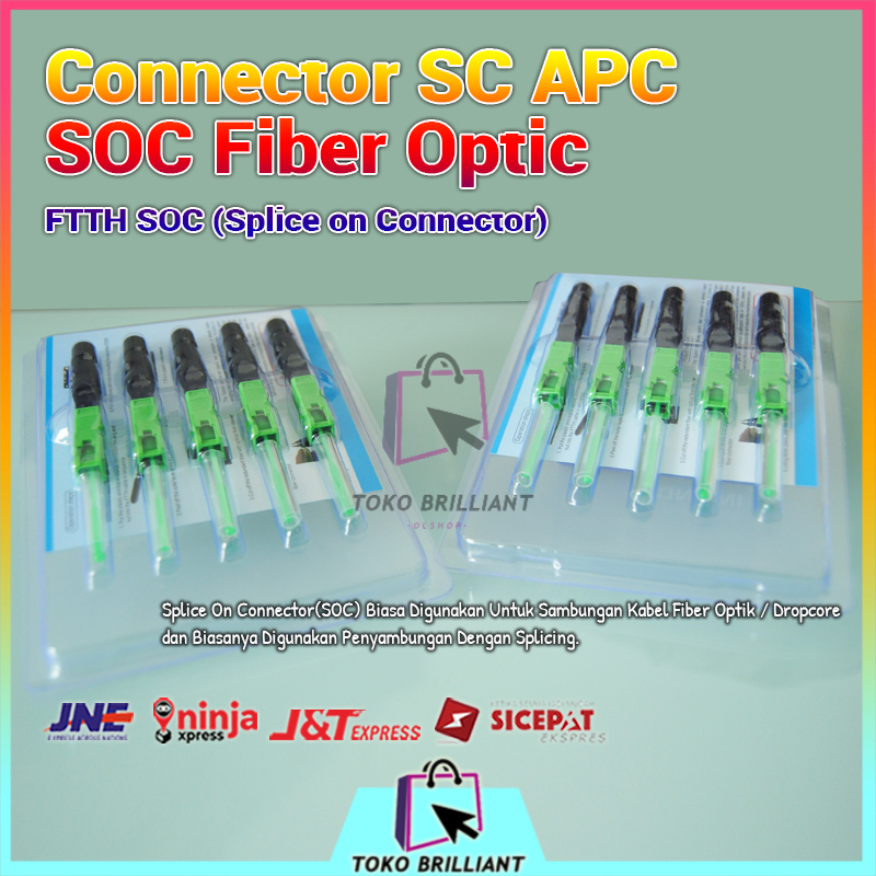 [TERBARU] 1Pack/5Pcs Splice On Connector SOC SC/APC Untuk Sambungan Kabel Fiber Optik