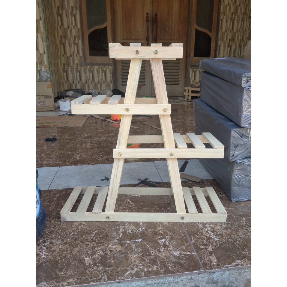 RAK BUNGA SUSUN 8 POT/ RAK BUNGA UNIK/ RAK SERBAGUNA / RAK BUNGA KAYU