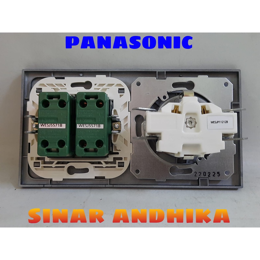 STOP KONTAK + SAKLAR SERI KECIL INDIKATOR HITAM PANASONIC WESJP 11212B+WESJ 5571B