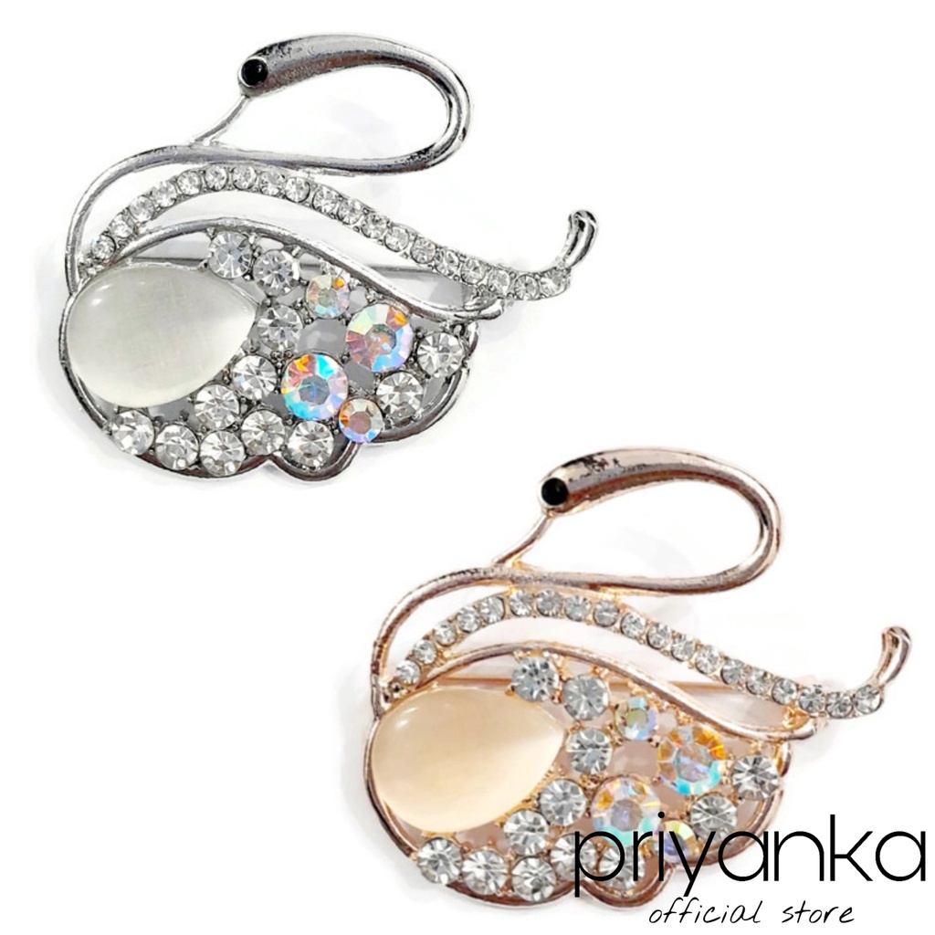 Brooch Swan Fashion Aksesoris/Bros Angsa Permata Kristal Diamond Import Premium