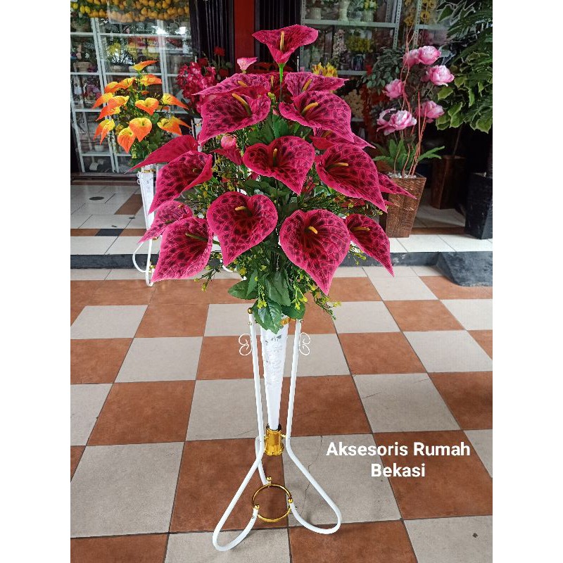 (Bunga saja) Bunga artificial anthurium, Amarilis, Aron panda, Bunga Lilly bunga sudut-2