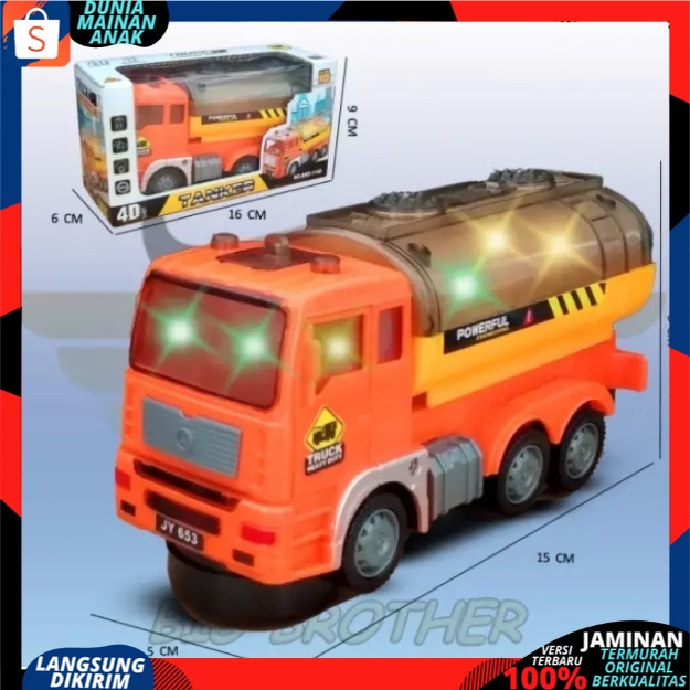 Mainan truk konstruksi bersuara truck tangker 4D lighT and musik / mobil tangki  BRO-1140 BO new