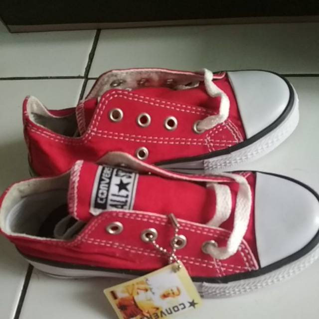 Sepati Converse Anak Merah Cabe Model Tali / Sepatu Allstar Anak / Sepatu Sneakers Anakl / Sepatu Sekolah Anak / Sepatu Anak