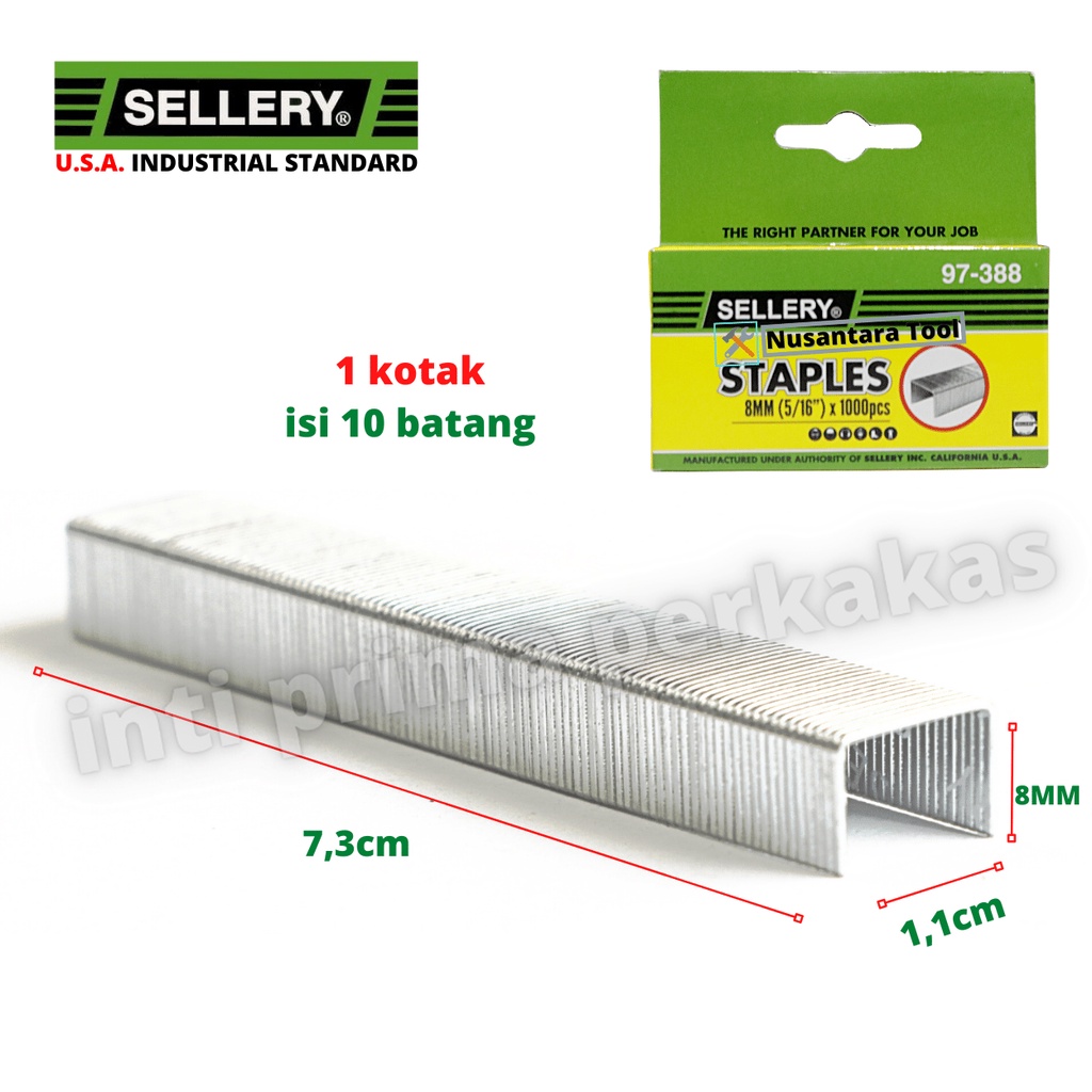 

Isi Staples Tembak Sellery U.S.A. Refill Gun Tacker 6mm 8mm