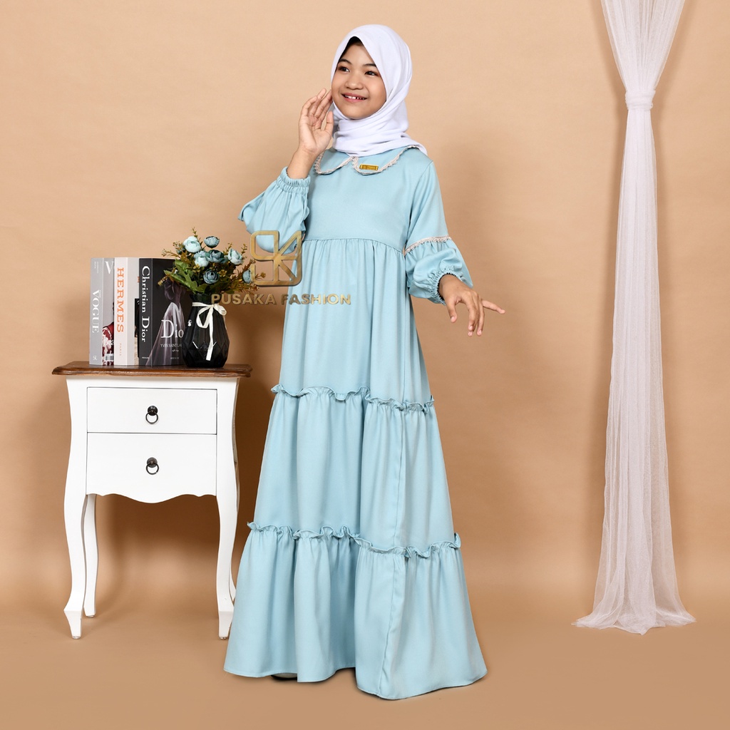 NAYLA kids gamis anak muslim perempuan tanggung long dress serut susun kid wanita anak usia 4 - 14 tahun warna putih tulang bw hitam lilac wardah dusty pink fashion muslim anak pesantren  ngaji manasik haji maulid nabi sekolah agama baju muslim terbaru