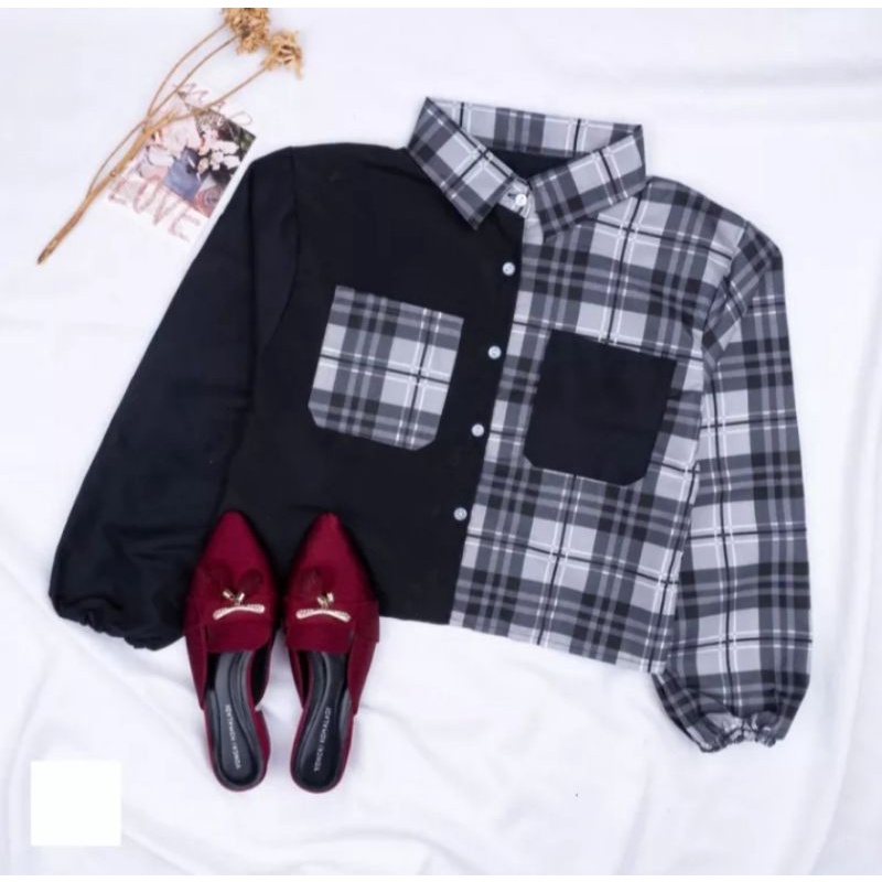 MIKA CROP TOP/ KEMEJA CROP WANITA TARTAN