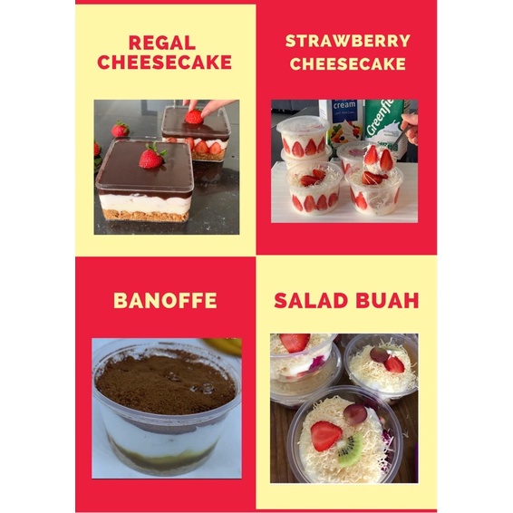 

Promo!! Regal cheesecake/ Stawberry cheesecake/ Banoffe/ Salad buah