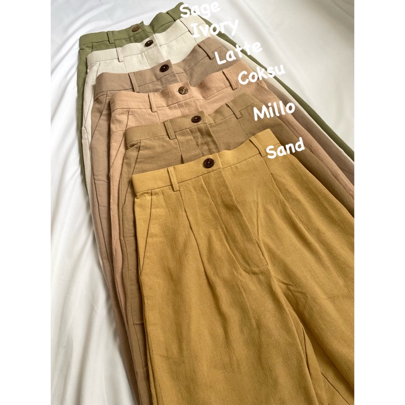 HIZA - Leira Pants  | Celana Basic Linen Rami highwaist