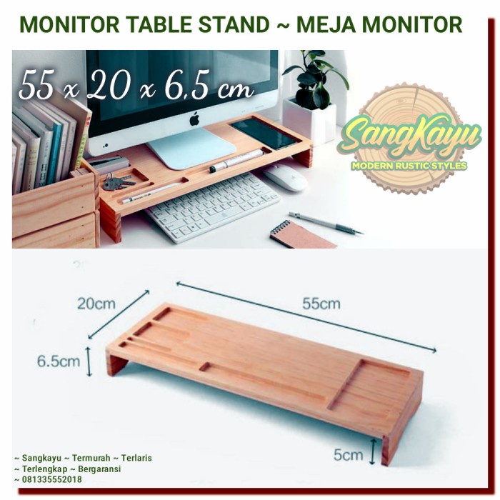 Meja monitor kayu komputer meja laptop table monitor table minimalis - Kayu Mahoni