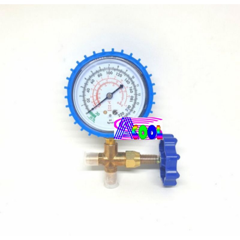 Manifold Single R22 220psi/Alat Ukur Testing Tekanan Freon R12-134a