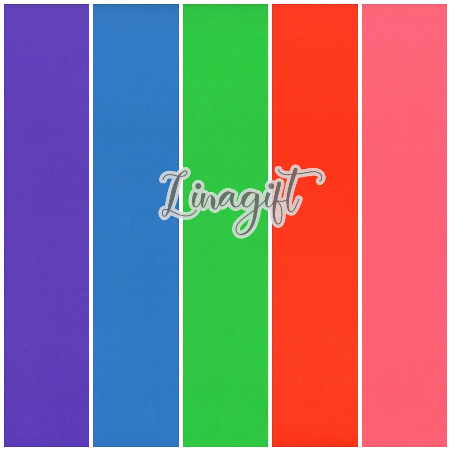( 5 Lembar ) POLOS KIKY - KERTAS KADO WARNA WARNI - GIFT WRAPPING PAPER RED BLUE PURPLE GREEN BLACK YELLOW RAINBOW COLORS - MERAH / BIRU / KUNING / HITAM / COKLAT / EMAS / UNGU