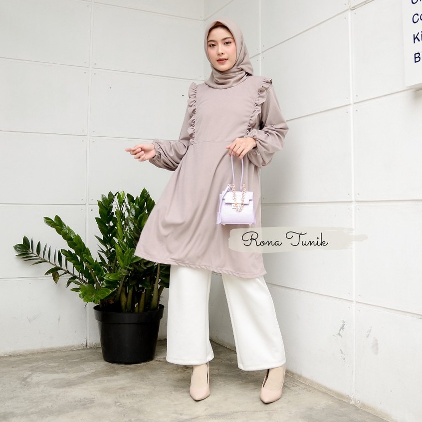 Rona Ruffle Tunic - Tunik Rempel Wafel Velvet