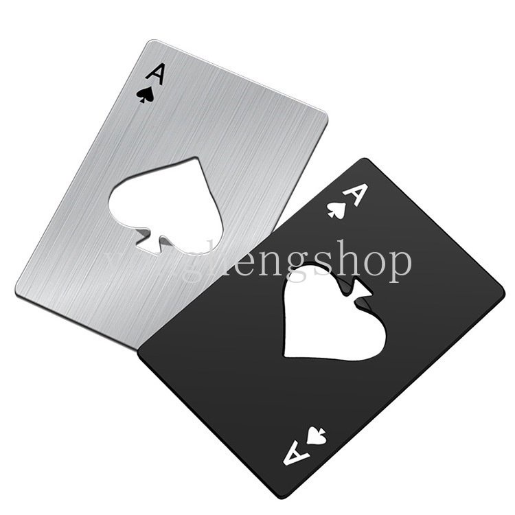 Pembuka Botol Bir Desain Kartu Poker Sekop Bahan Stainless Steel Untuk Pesta