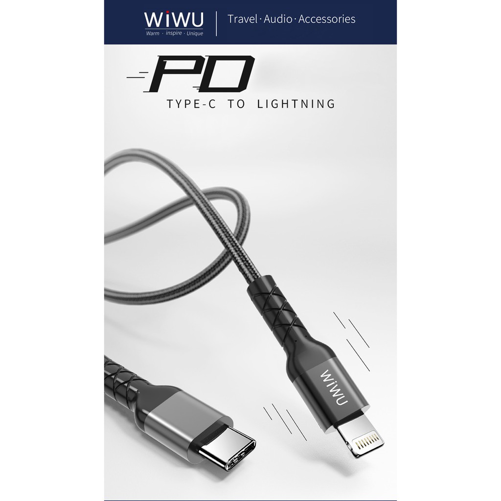 WIWU Type-C to Lightning - MFI PD Charging and Data Sync Cable - WP101 - Kabel Data USB ke Lightning