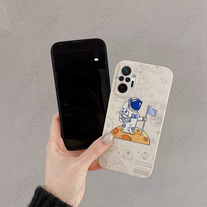 XIAOMI Case Bentuk Kotak Desain Balon Astronot NFC X3 Pro Poco M3 M2 Redmi Note 7 Pro Note 8 Pro Note 9 Pro Note 10 Pro Note 11 Pro Redmi 8 9 10 9A 9T 9T