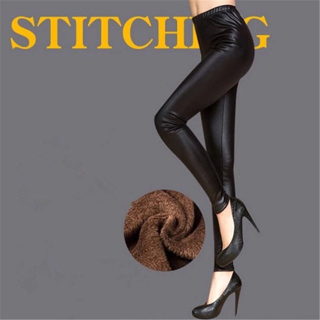 IMPORT MOLLAD Legging Leather Celana Legging Thermal Kulit Velvet Bulu Fur