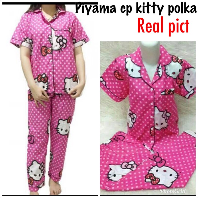 Piyama cp kitty polka best seller/ piyama kitty harga grosir