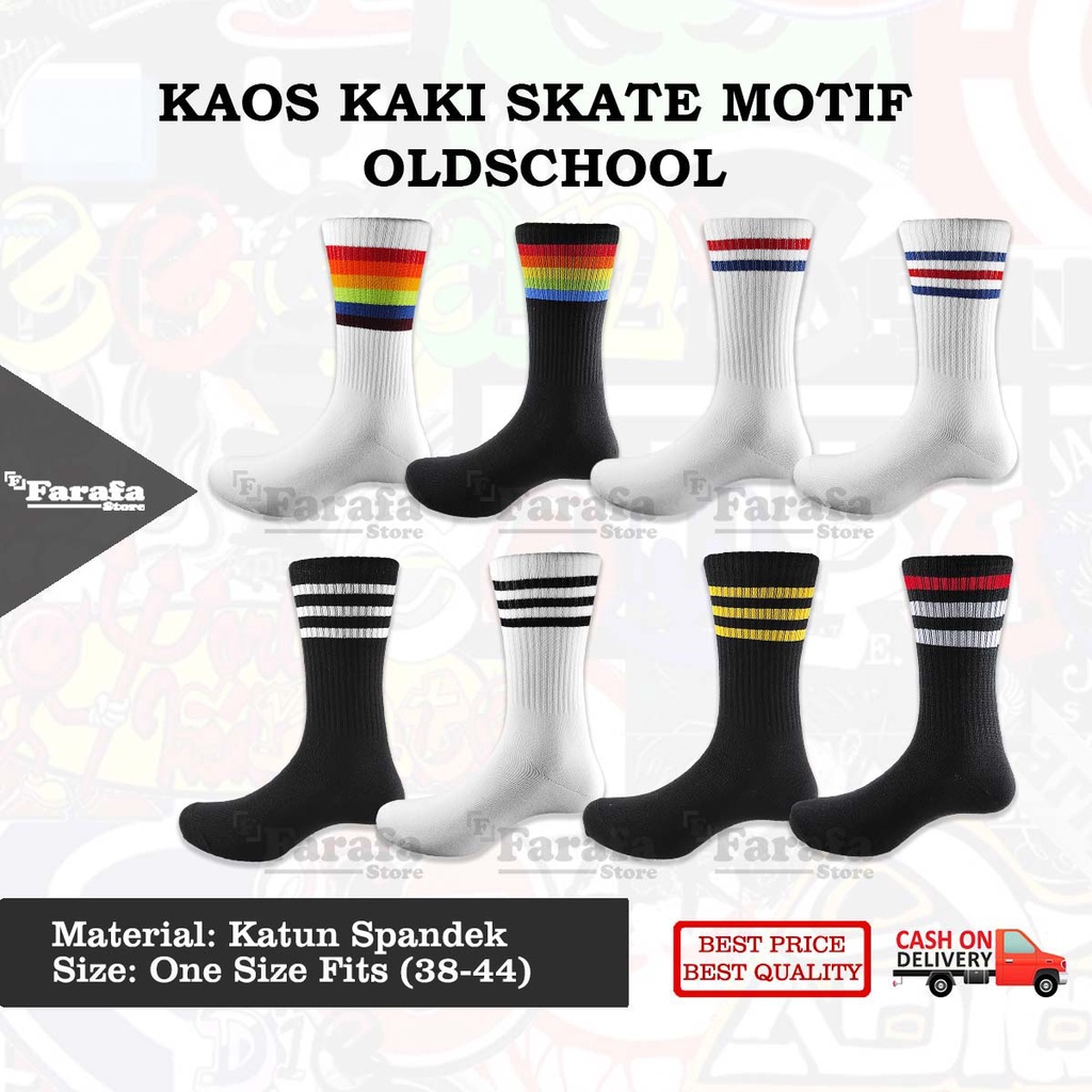 Kaos Kaki Skate Kaos Kaki Distro Kaos Kaki Old School Motif Garis Bahan Katun Premium