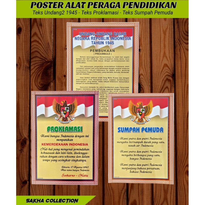 Jual Grosir Alat Peraga Pendidikan Poster Teks Uud 45 Proklamasi Sumpah