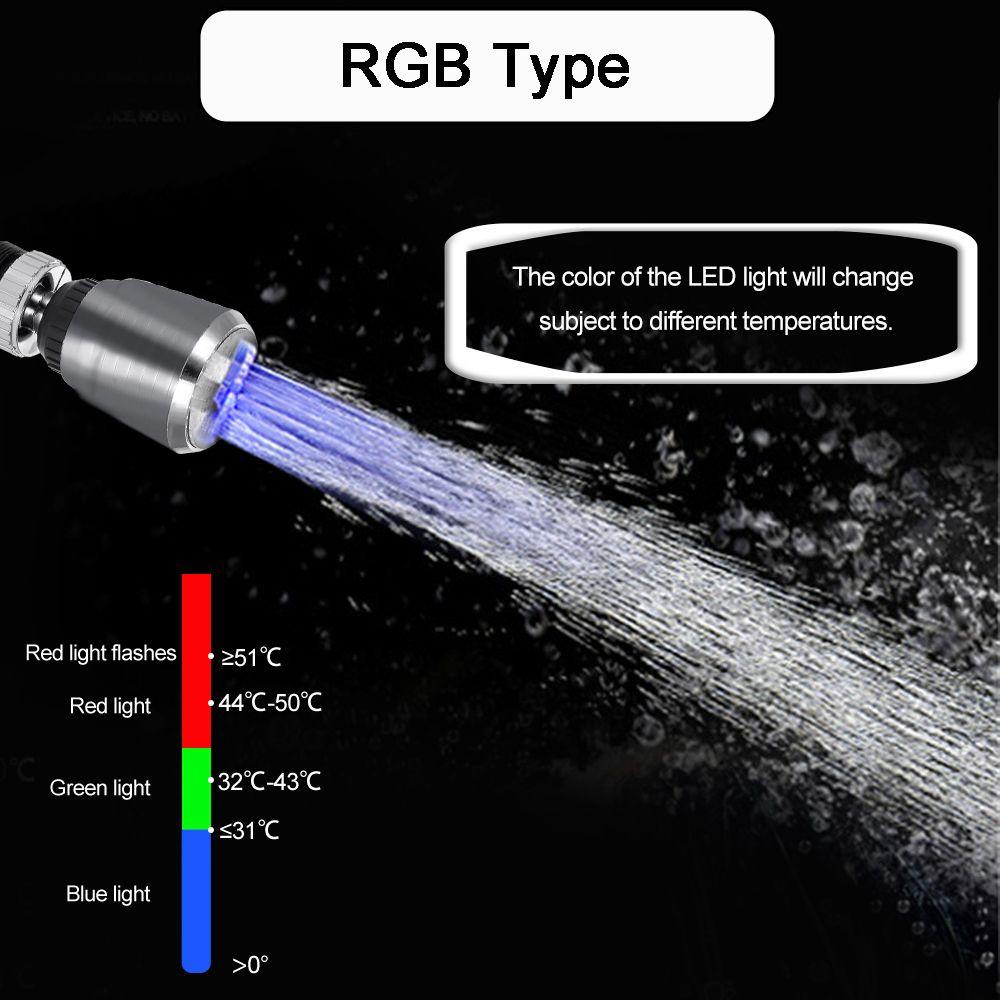 Lanfy Kontrol Suhu Keran Air LED Lucu Kreatif RGB/Banyak Warna Berubah Otomatis Untuk Aksesoris Dapur, Kamar Mandi Spouts