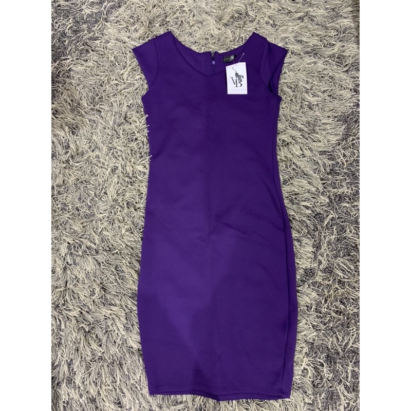 Victoria Beckham dress ungu panjang wanita