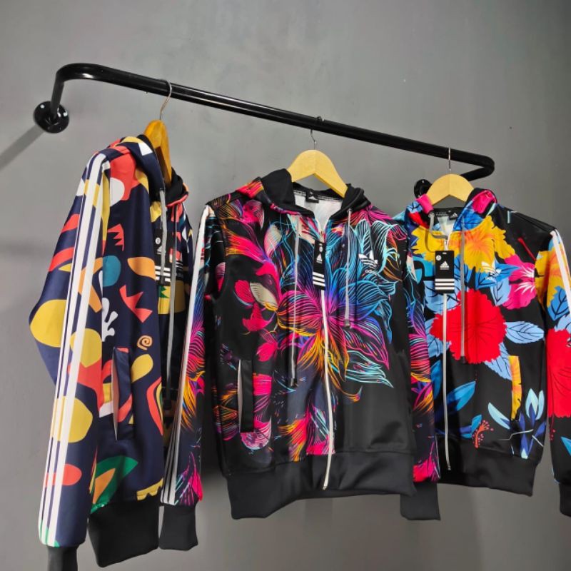 JAKET TRACKTOP ADIDAS MIRROR FULL PRINTING MOTIF BUNGA/JAKET ADIDAS TRAKTOP/JAKET OLAH RAGA/COD