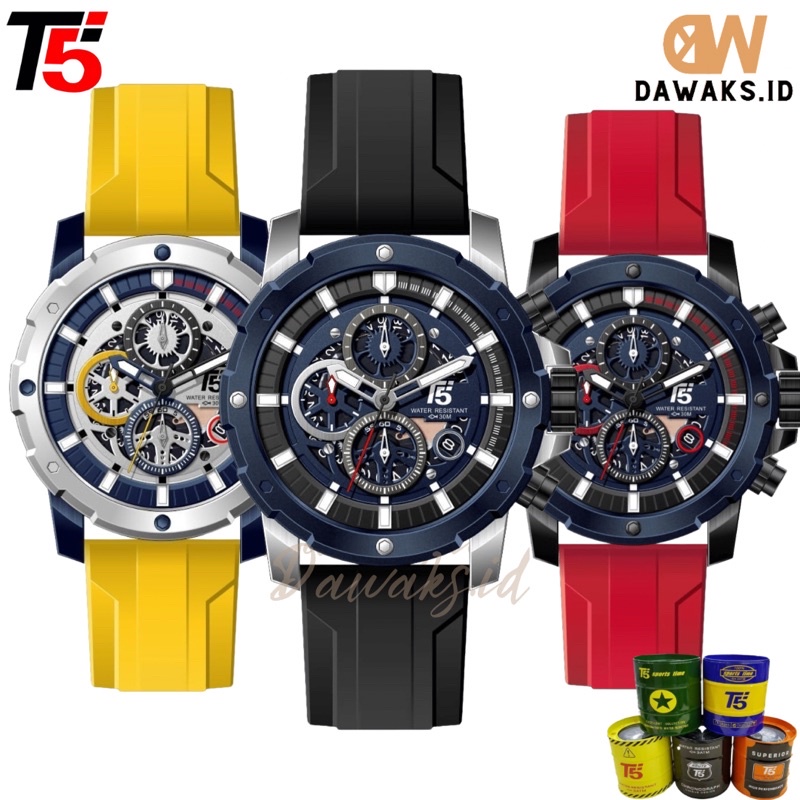 JAM TANGAN T5 ANALOG T5 H 3939G ORIGINAL 100% TAHAN AIR CHRONOGRAPH AKTIF FREE BOX+PAPER TAS JAM TAN