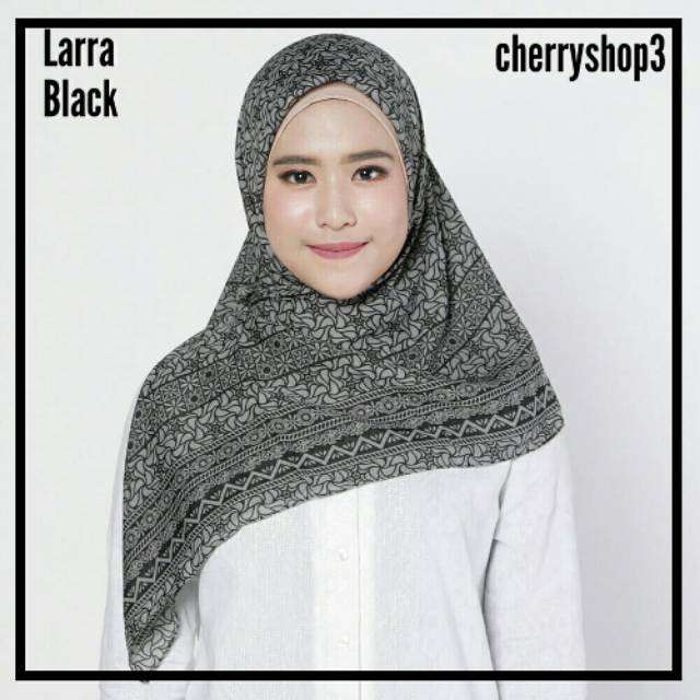 Kerudung / Hijab / Khimar / Scarf / Jilbab Segi Empat Motif Hitam Merah Navy Putih Pink Larra ZOYA