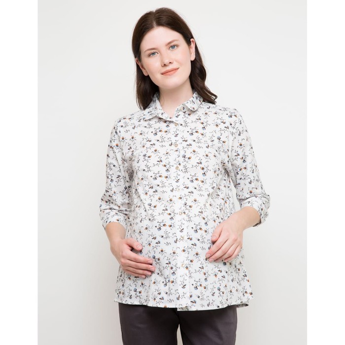 Dimensi - Baju Hamil/Kemeja Hamil St.Yves Mom Blouse Lengan Panjang Print Flower - S