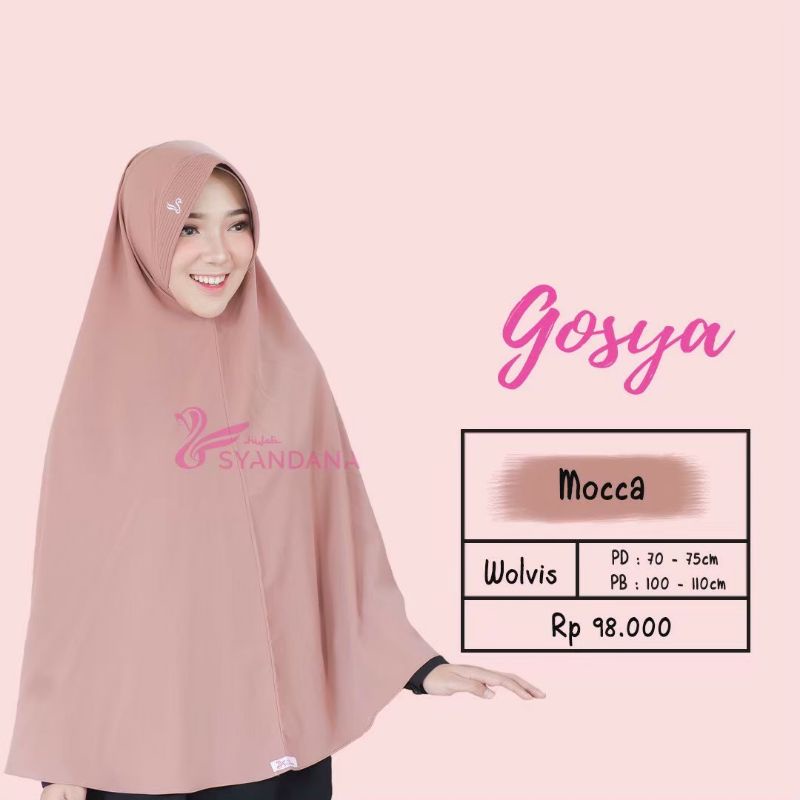Hijab Syandana Gosya (L) Warna Baru Dan Lama Khimar Bergo Kerudung Jilbab Instan-Mocca